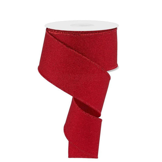 2.5" Fine Glitter On Royal Ribbon: Red (10 Yards)