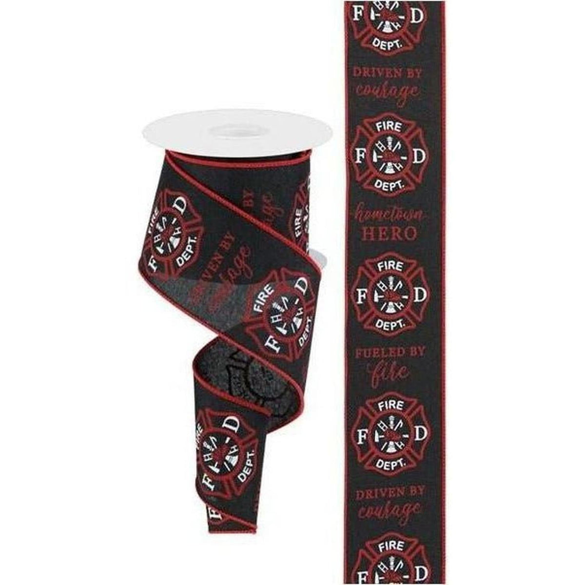 2.5" Firefighter Badge Ribbon: Black (10 Yards)