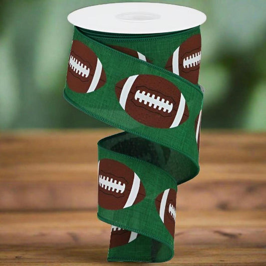 2.5" Football Ribbon: Emerald Green (10 Yards)