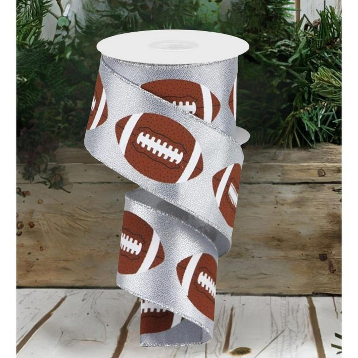 2.5" Football Ribbon: Metallic Silver (10 Yards)