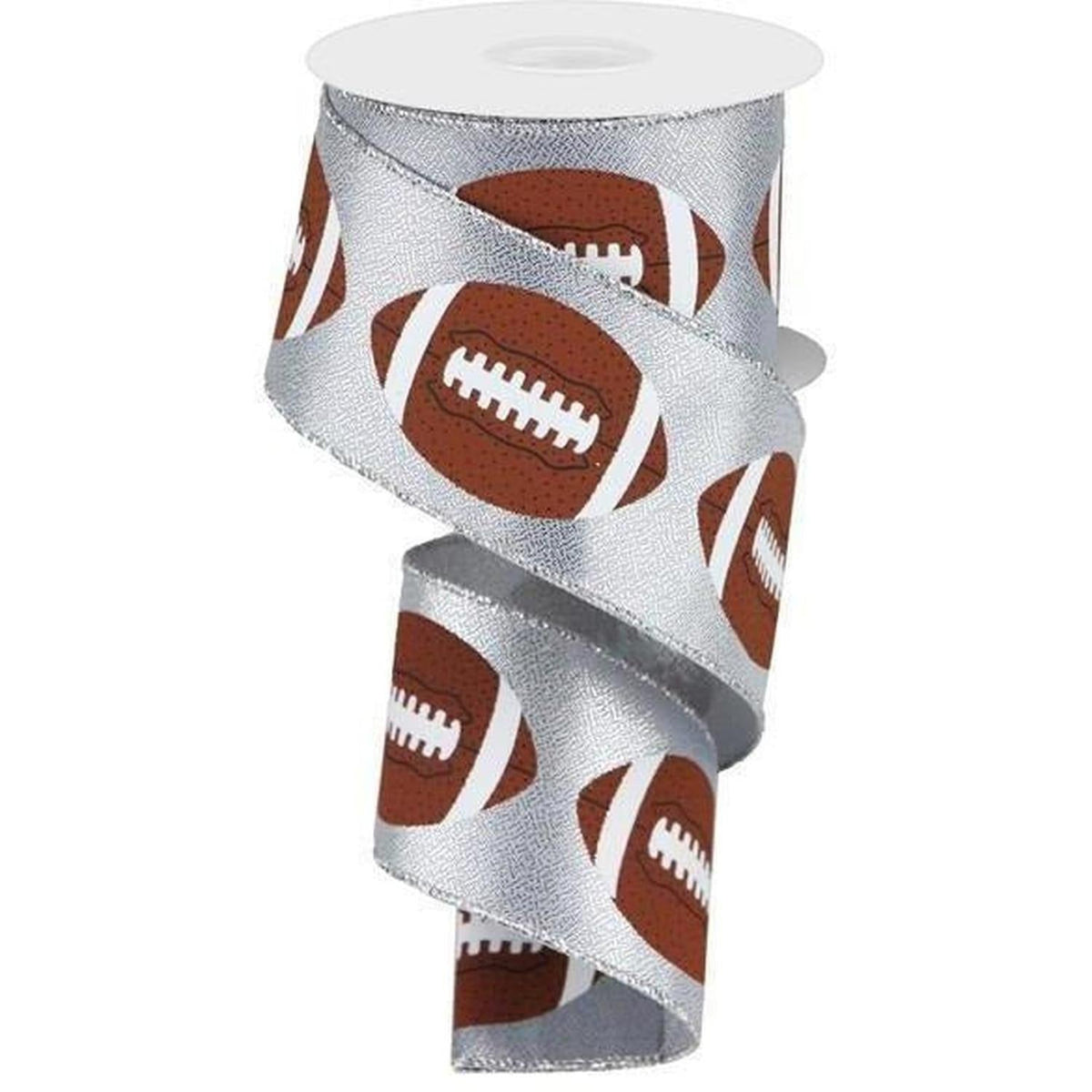 2.5" Football Ribbon: Metallic Silver (10 Yards)