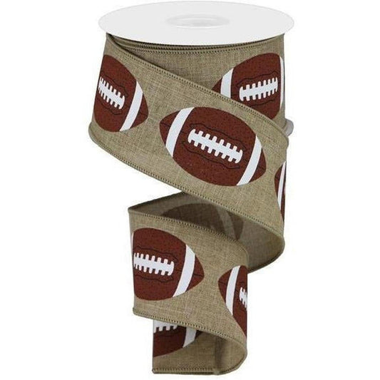 2.5" Football Royal Ribbon: Light Beige (10 Yards)