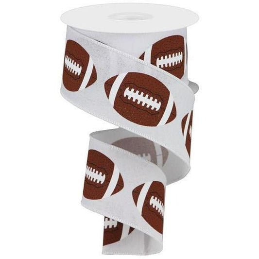 2.5" Football Royal Ribbon: White (10 Yards)