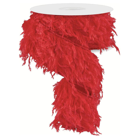 2.5" Furry Ribbon: Red (10 Yards)
