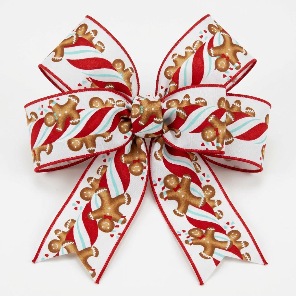 2.5" Gingerbread Kids Candy Ribbon: White/Ice Blue (10 Yards)