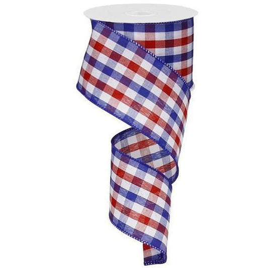 2.5" Gingham Plaid Ribbon: Patriotic (10 Yards)
