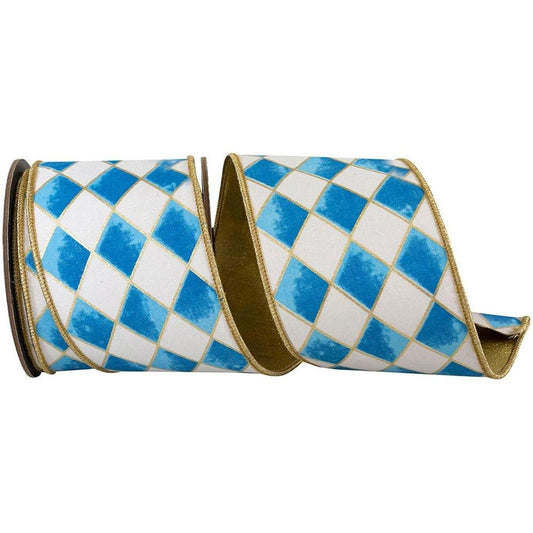 2.5" Harlequin Diamond Deluxe Ribbon: Cobalt Blue (10 Yards)