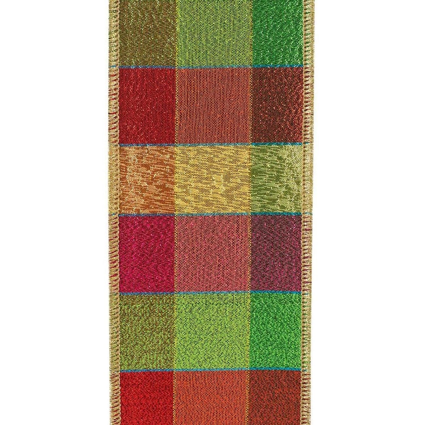 2.5" Jewel Tone Metallic Check Ribbon: Multi (10 Yards)