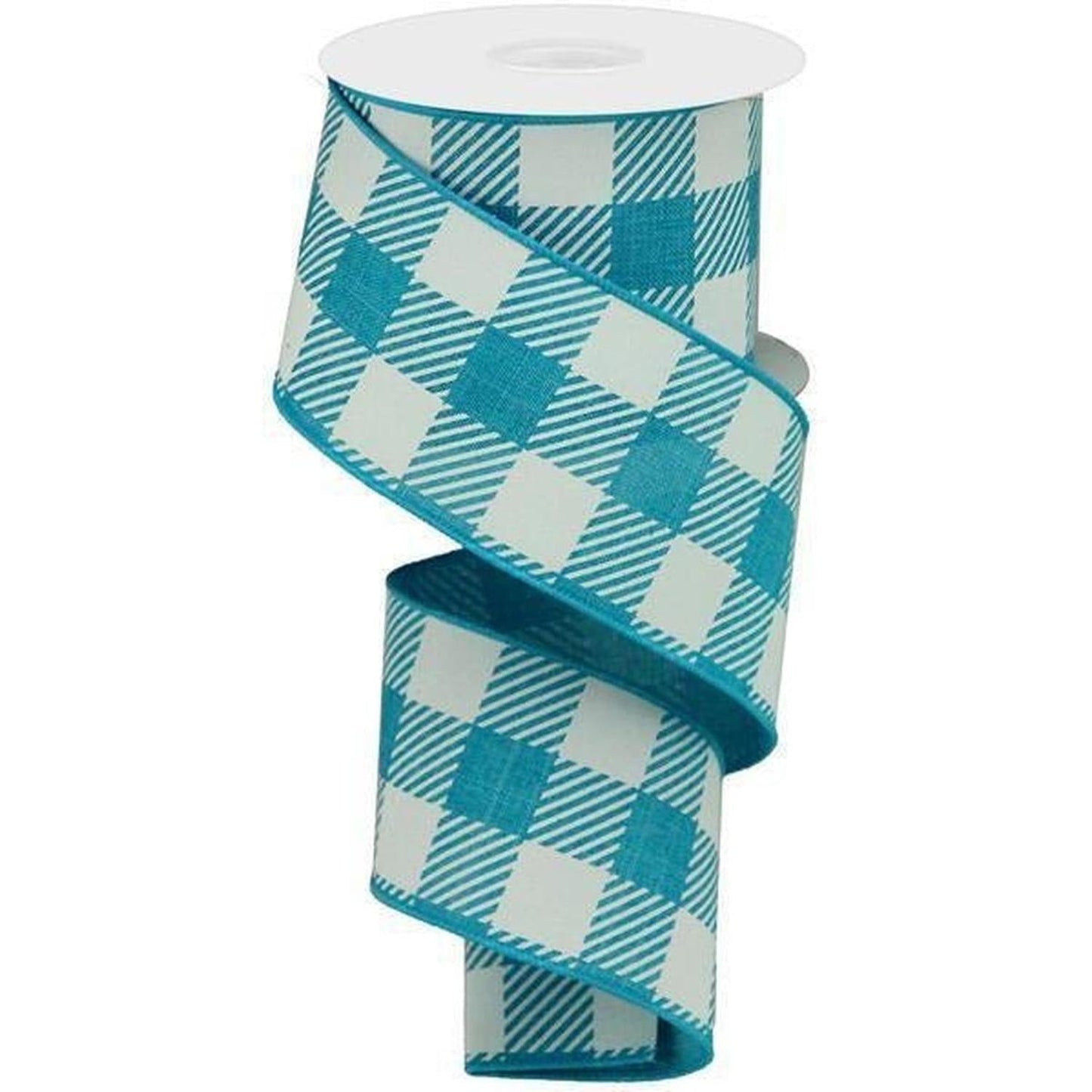 2.5" Large Striped Check Ribbon: Turquoise (10 Yards)