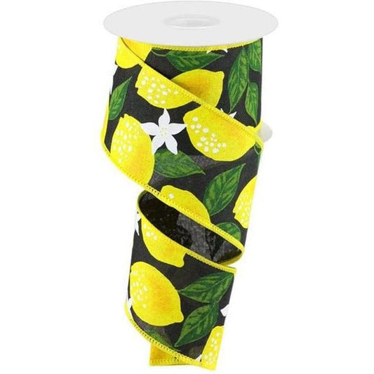 2.5" Lemon on Royal Ribbon: Black (10 Yards)