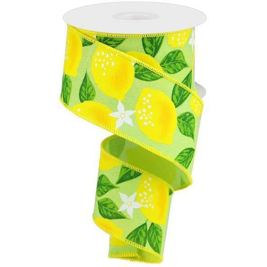2.5"  Lemon On Royal Ribbon: Green (10 Yards)