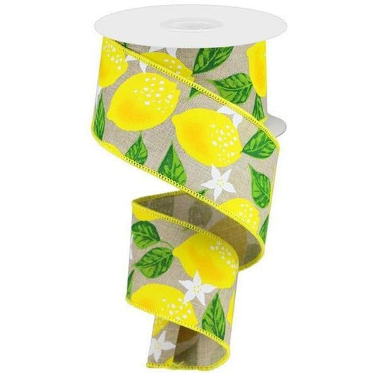 2.5"  Lemon On Royal Ribbon: Natural (10 Yards)