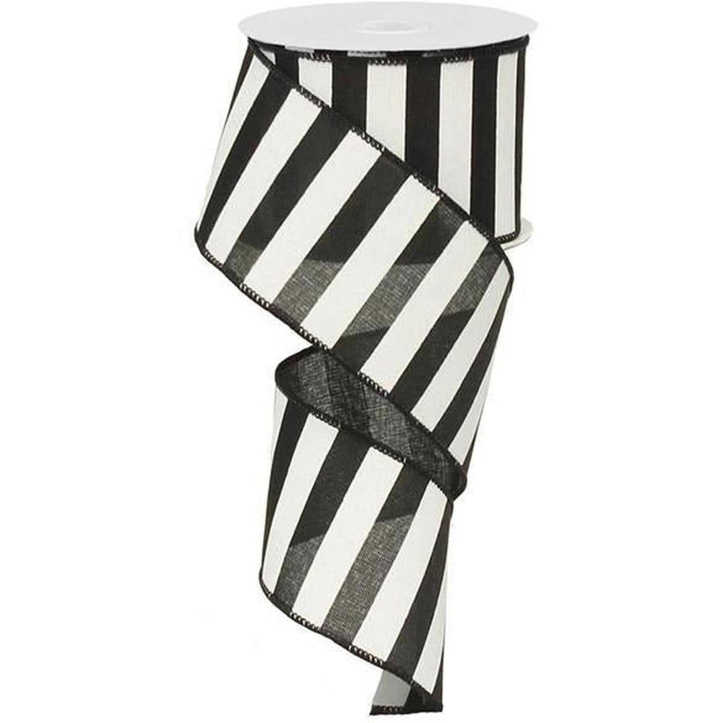 2.5" Medium Horizontal Striped Ribbon: Black/White (10 Yard)