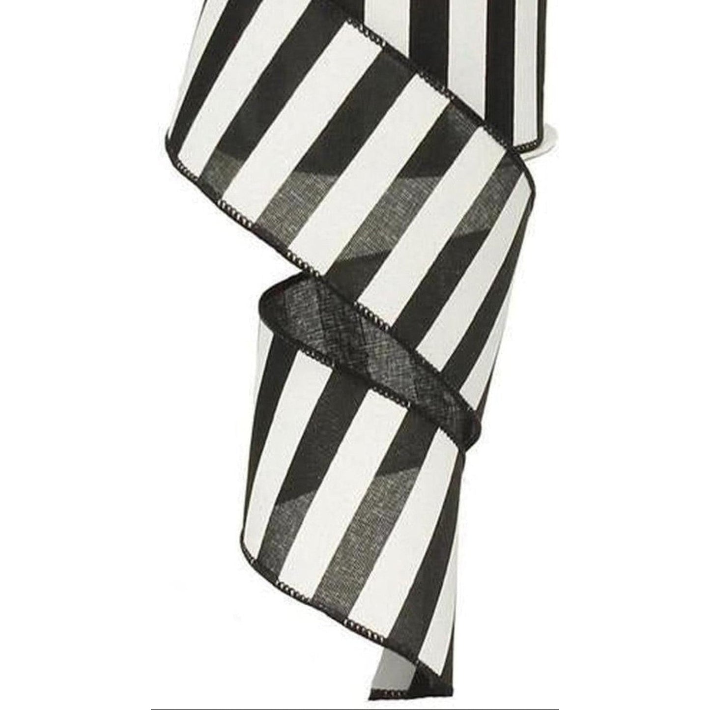 2.5" Medium Horizontal Striped Ribbon: Black/White (10 Yard)