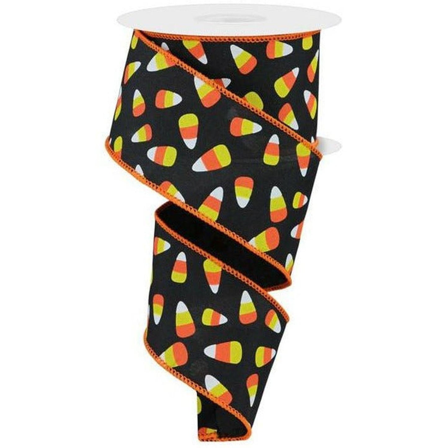 2.5" Mini Candy Corn Ribbon: Black  (10 Yards)