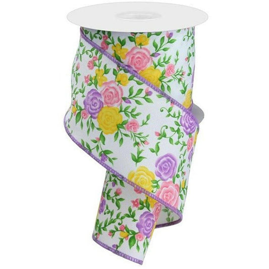 2.5" Mini Roses Ribbon: Lavender (10 Yards)