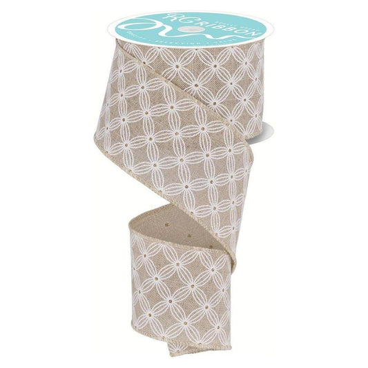 2.5" Multi Circles and Dots Ribbon: Natural (10 Yards)