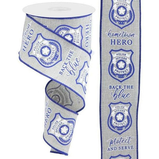 2.5" Police Badge Ribbon: Grey  (10 Yards)