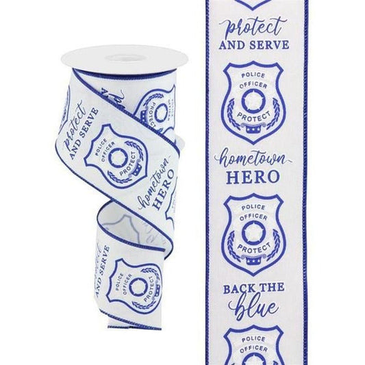 2.5" Police Badge Ribbon: White  (10 Yards)