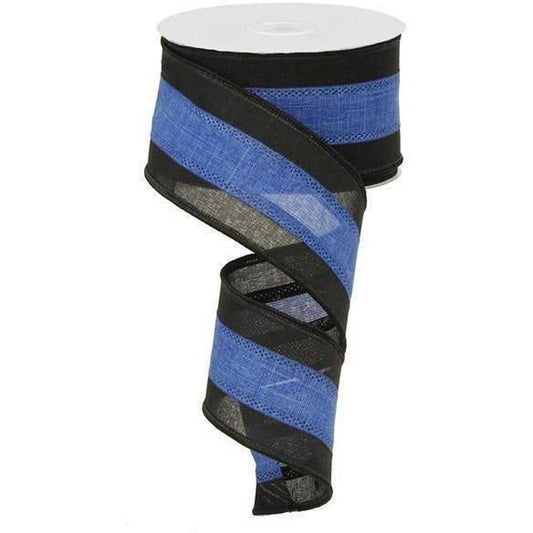 2.5" Police Support Ribbon: Black & Blue (10 Yards)