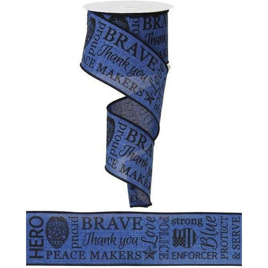 2.5" Police Support Ribbon: Black & Royal Blue  (10 Yards)