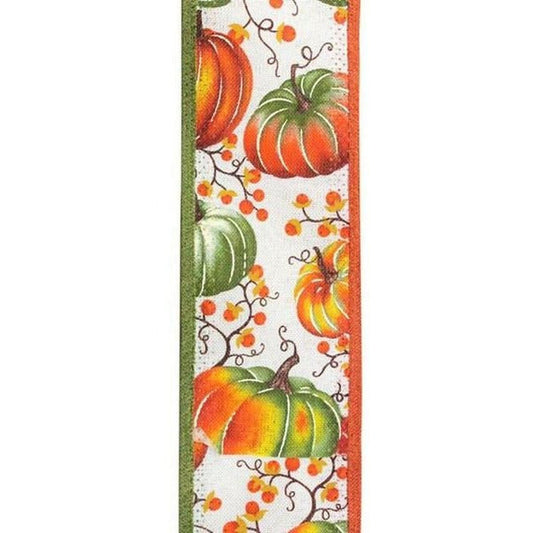 2.5" Pumpkins Bittersweet Ribbon: Moss Green (10 Yards)