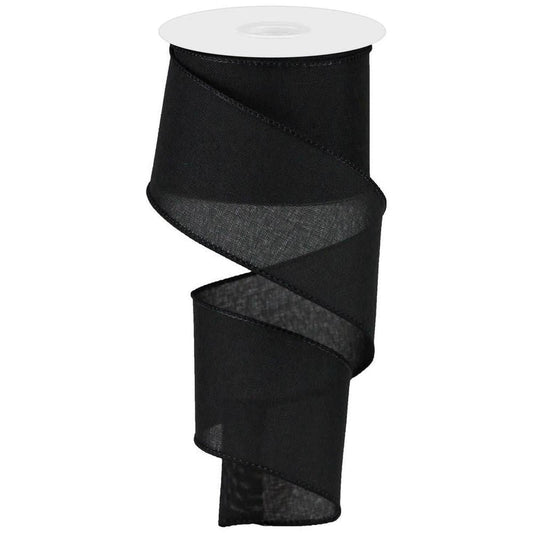 2.5" Royal Burlap Ribbon: Black (10 Yards)
