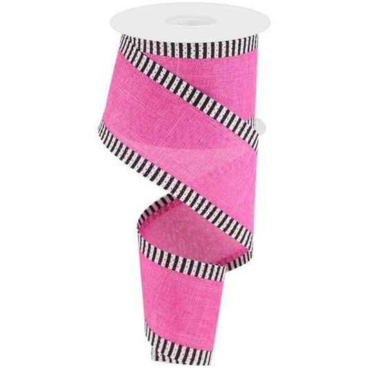 2.5" Royal Burlap Thin Stripe Ribbon: Fuchsia (10 Yards)