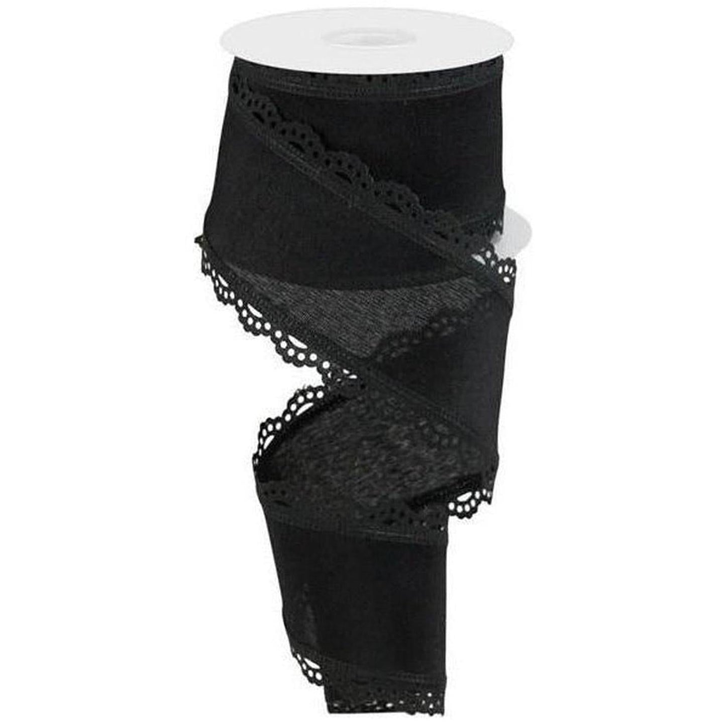 2.5" Scalloped Edge Ribbon: Black (10 Yard)