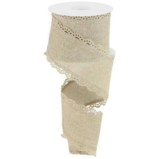 2.5" Scalloped Edge Ribbon: Buff (10 Yard)