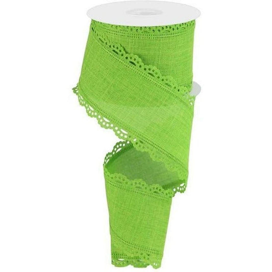 2.5" Scalloped Edge Ribbon: Fresh Green  (10 Yards)