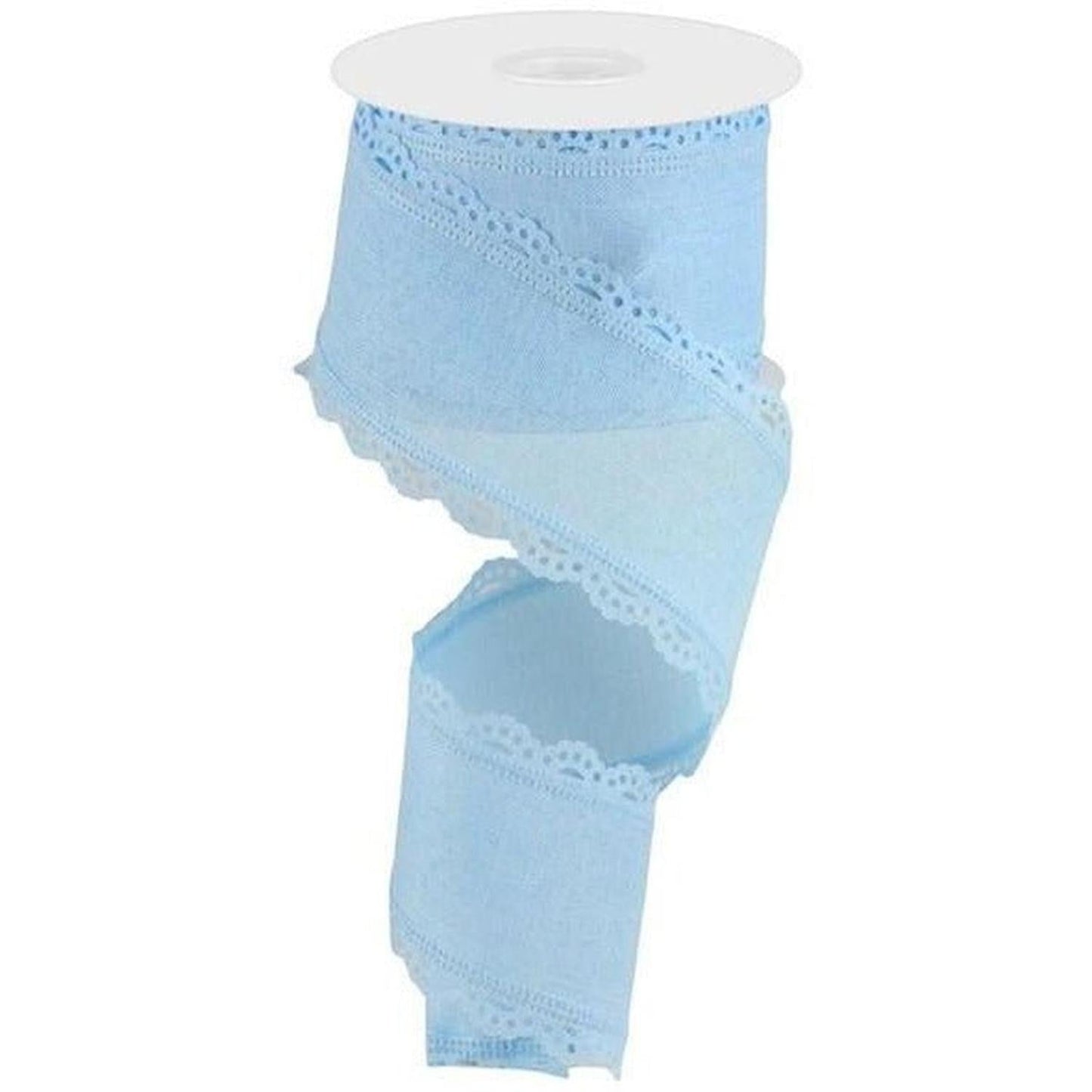 2.5" Scalloped Edge Ribbon: Pale Blue (10 Yard)