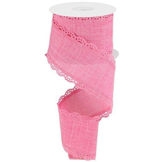 2.5" Scalloped Edge Ribbon: Pink (10 Yard)