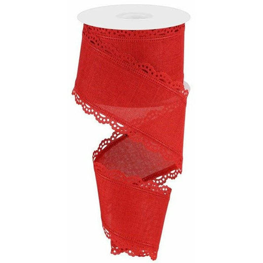 2.5" Scalloped Edge Ribbon: Red (10 Yard)