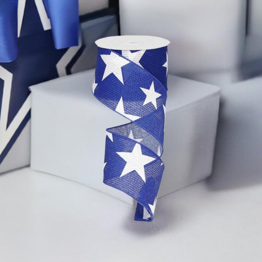 2.5" Star Canvas Ribbon: Navy Blue  (10 Yards)