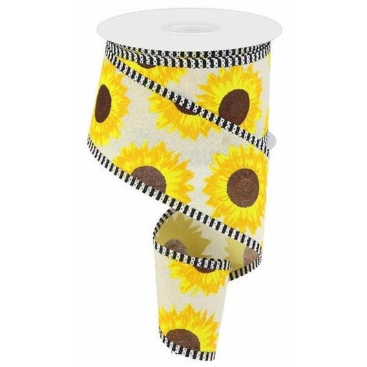 2.5" Sunflower Thin Stripe Ribbon: Cream (10 Yards)