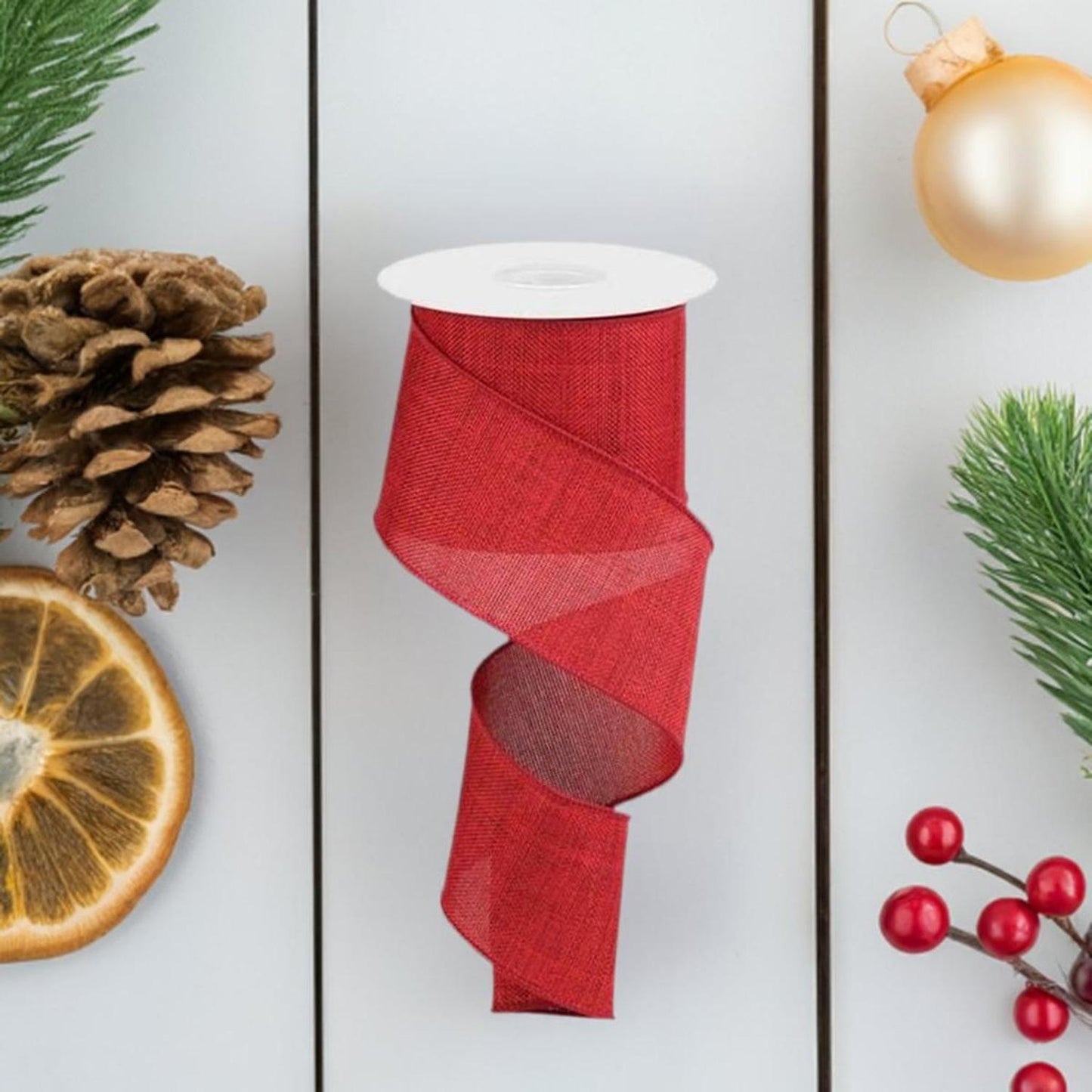 2.5" Thick Royal Burlap Ribbon: Dark Red (10 Yards)
