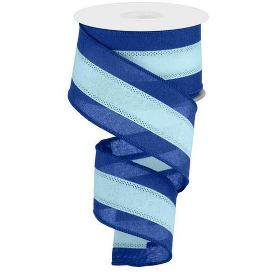 2.5" Tricolor Striped Ribbon: Royal Blue/Pale Blue (10 Yards)