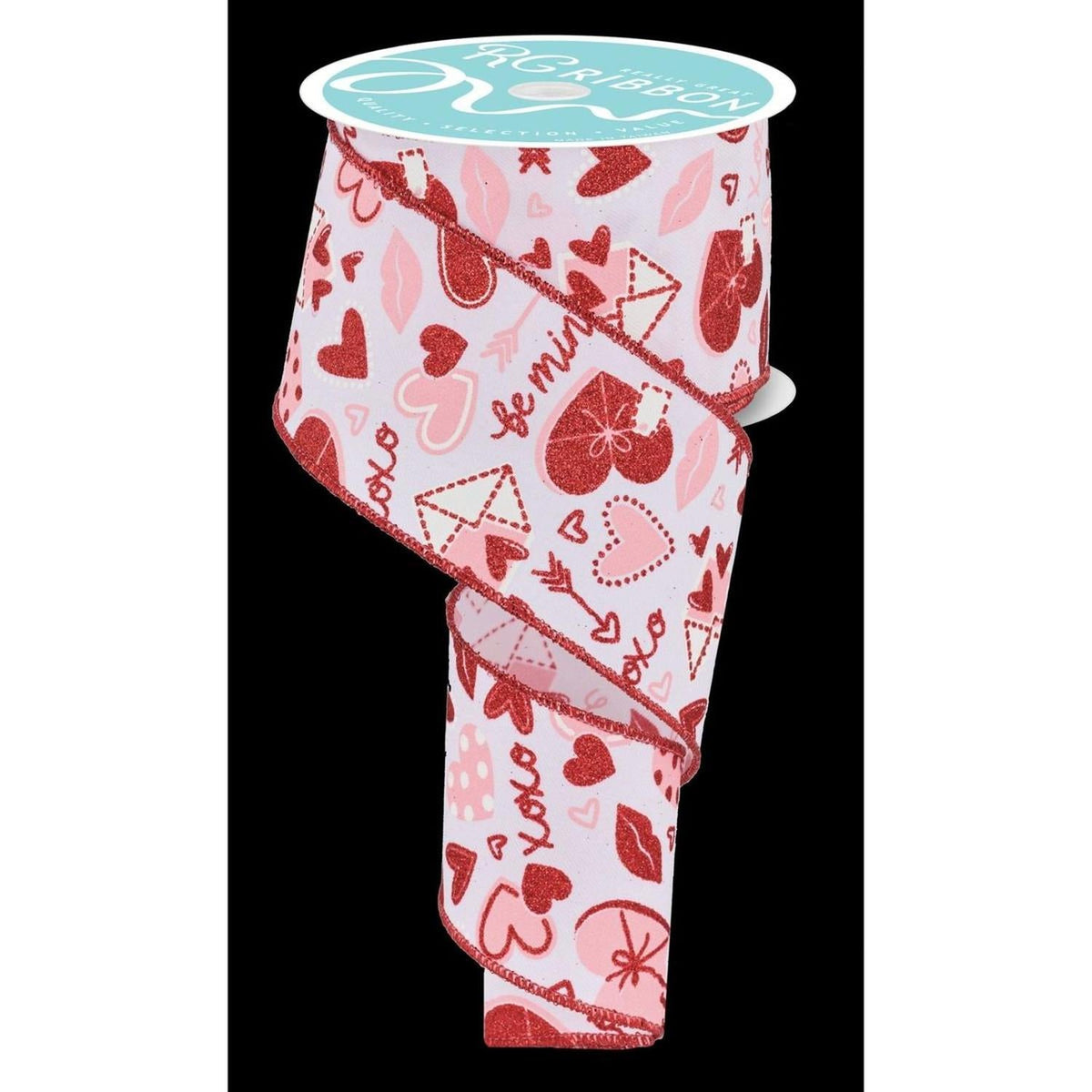 2.5" Valentine Graphics Ribbon: White (10 Yard)