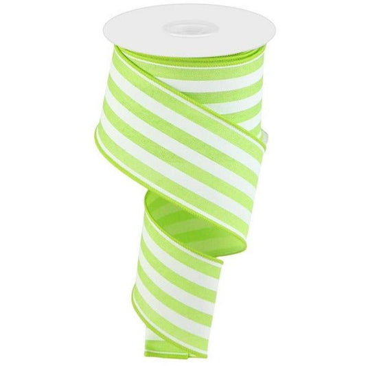 2.5" Vertical Stripe Ribbon: Bright Green (10 Yards)