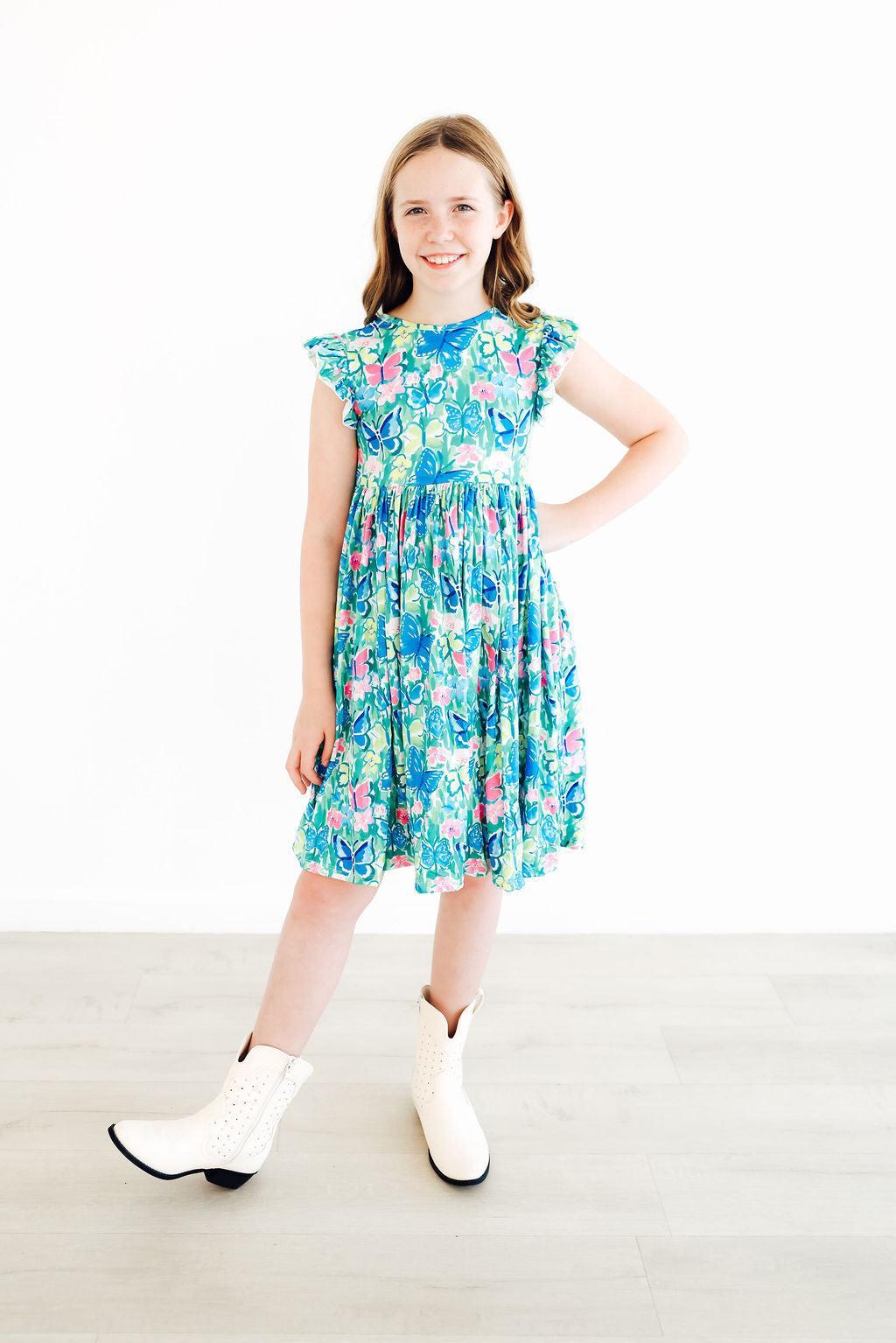 a girl in a dress
