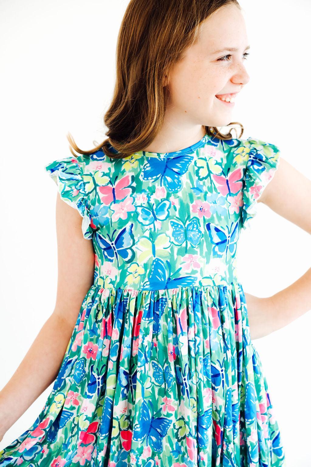 a girl in a dress
