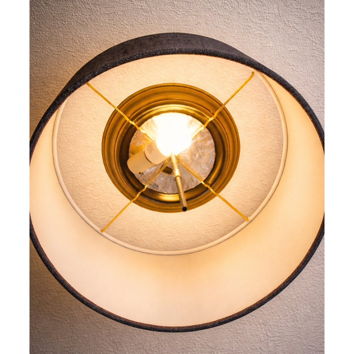16"W Moderne Flush Mount Conversion Kit  Granite Gray Burlap Hardback Drum Lampshade