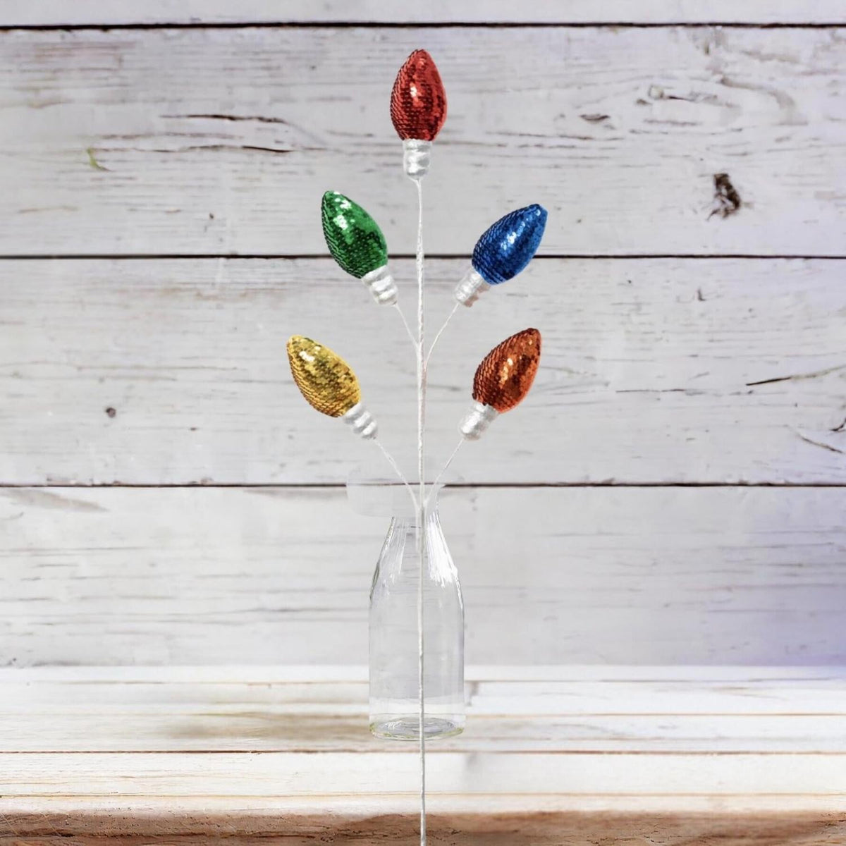 26" Sequin Light Bulb Spray: Traditional