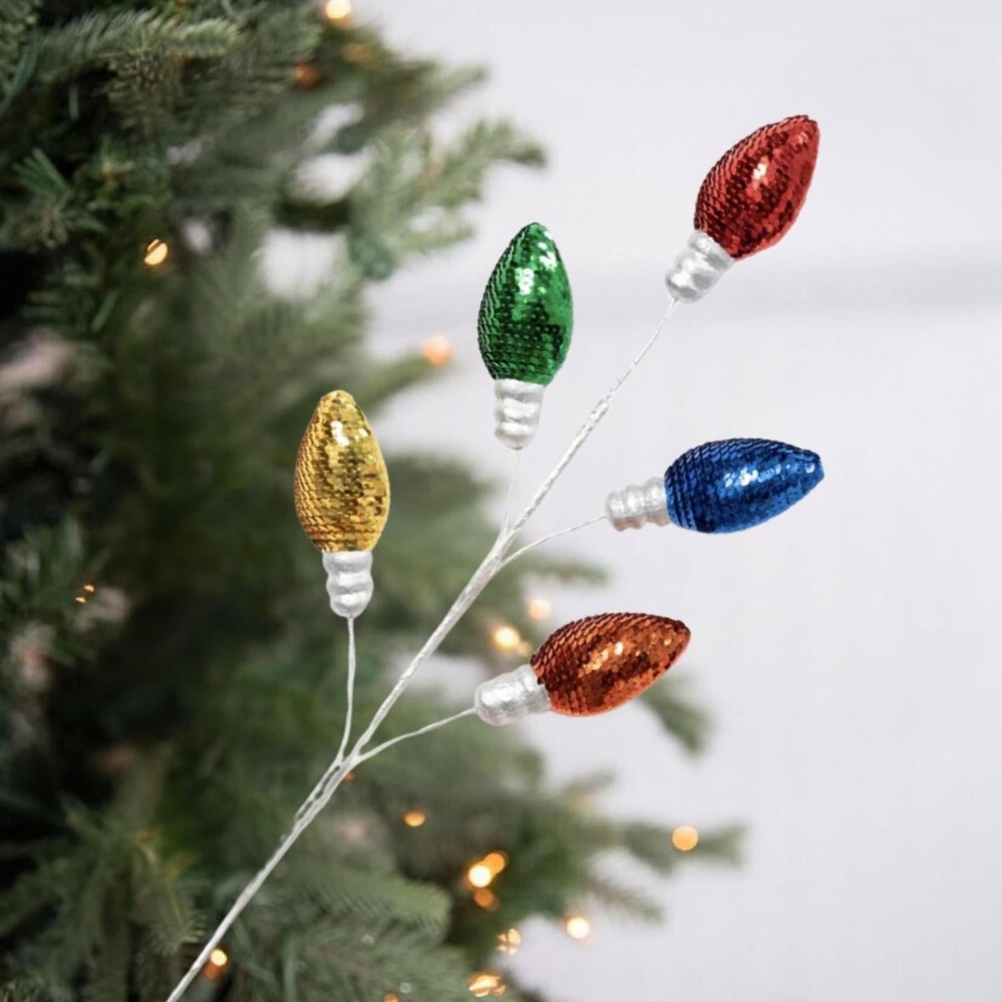 26" Sequin Light Bulb Spray: Traditional