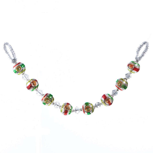 a beaded garland with colorful ornaments