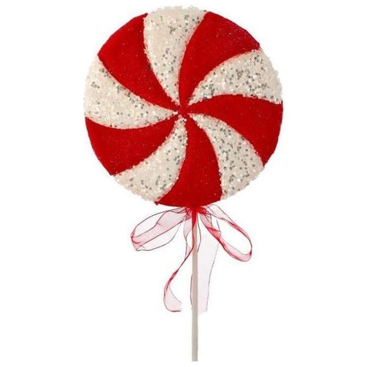 26" Iced Sweets Peppermint Lollipop Stick: Red