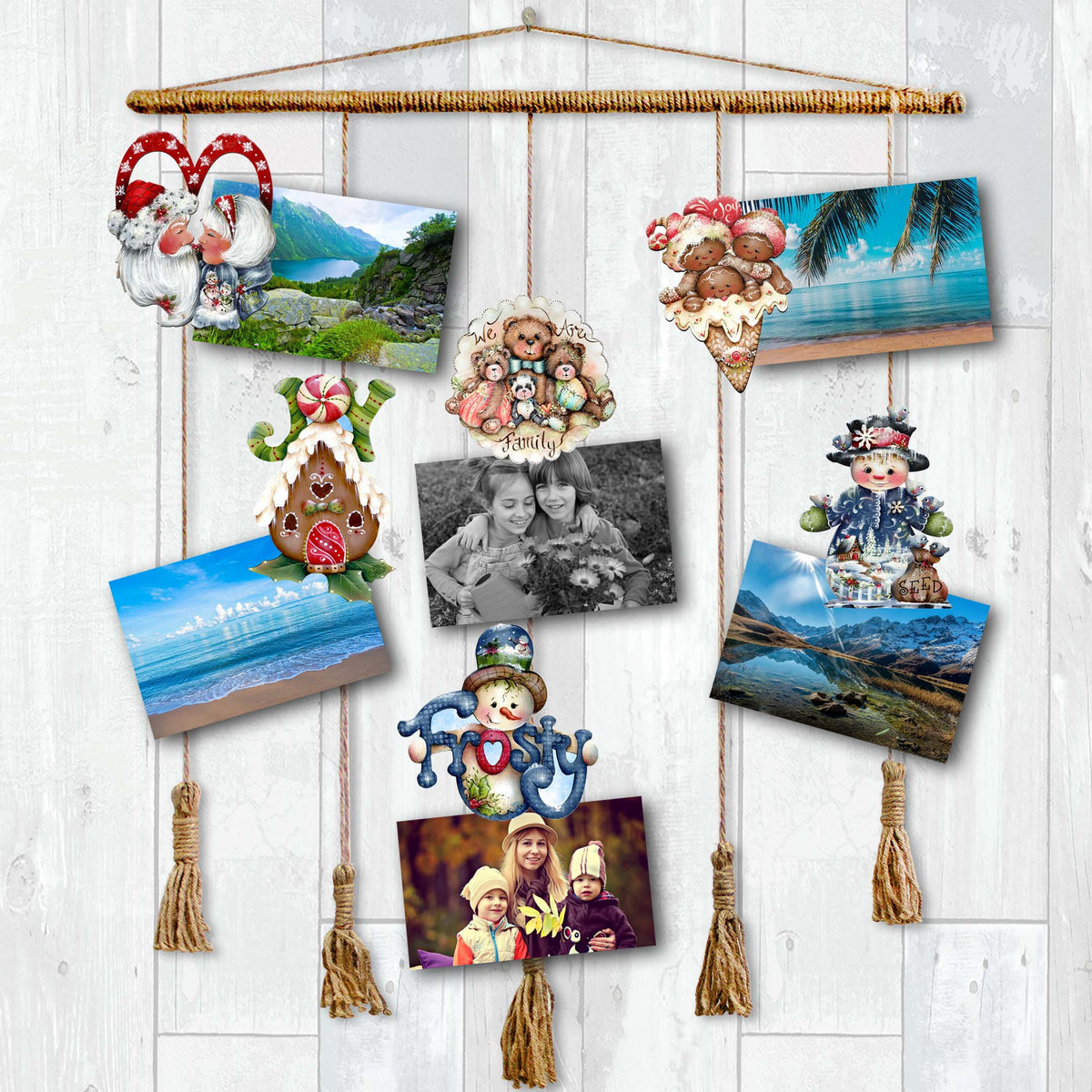 Merry Christmas  Clip-On Eco Wood Decorative Ornaments Set of 6 by Jamie Mills-Price - Christmas Decor - 8090136C-S6