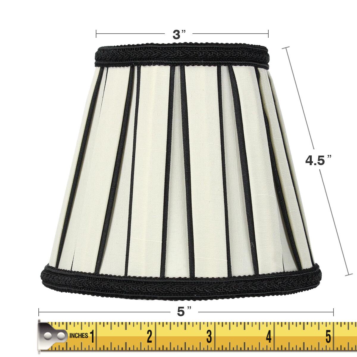 5"W x 5"H Eggshell with Black Chandelier Clip-On Lampshade
