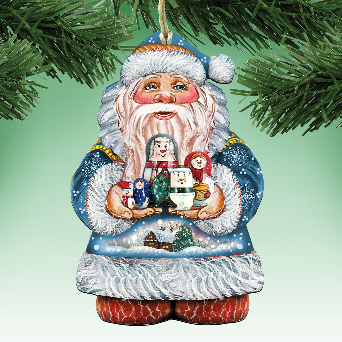 Nesting Matreshka Wooden Ornaments Set of 3 by G. DeBrekht - Christmas Decor - 8100019S3